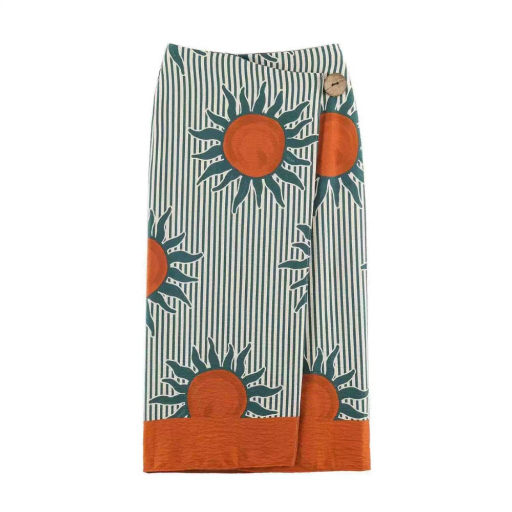 ZARA Summer Vacation Style Sun Print Wrap Skirt